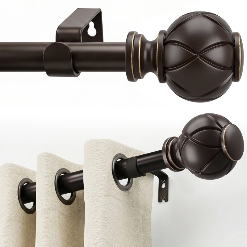 Adjustable Single Curtain Rod, 32" - 144", Bronze