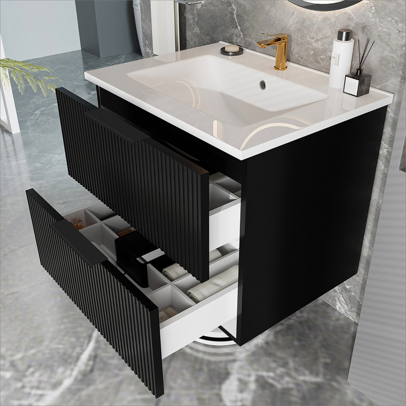 Armoire de salle de bain avec deux tiroirs de rangement