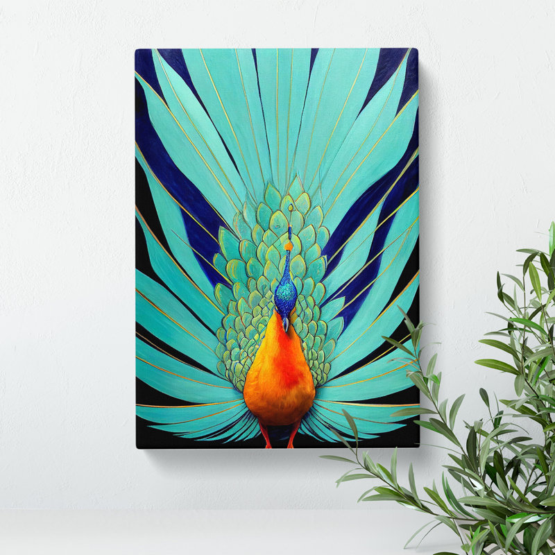 Proud Peacock - Wall Art, 50cm H x 35cm W, Wrapped Canvas