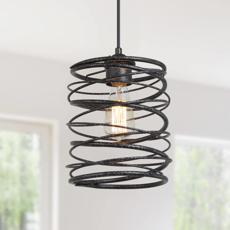 Luminaire suspendu cylindrique unique à 1 lumière Ifill, Noir, noir, noir, noir
