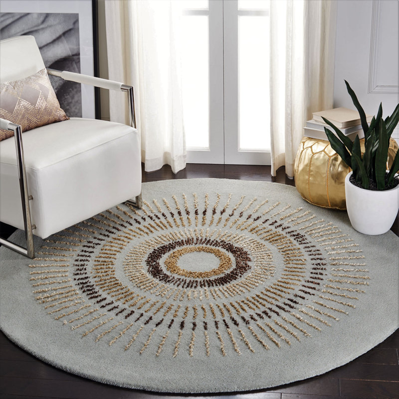 Jorie Hand Tufted Wool Geometric Rug, Round 8'