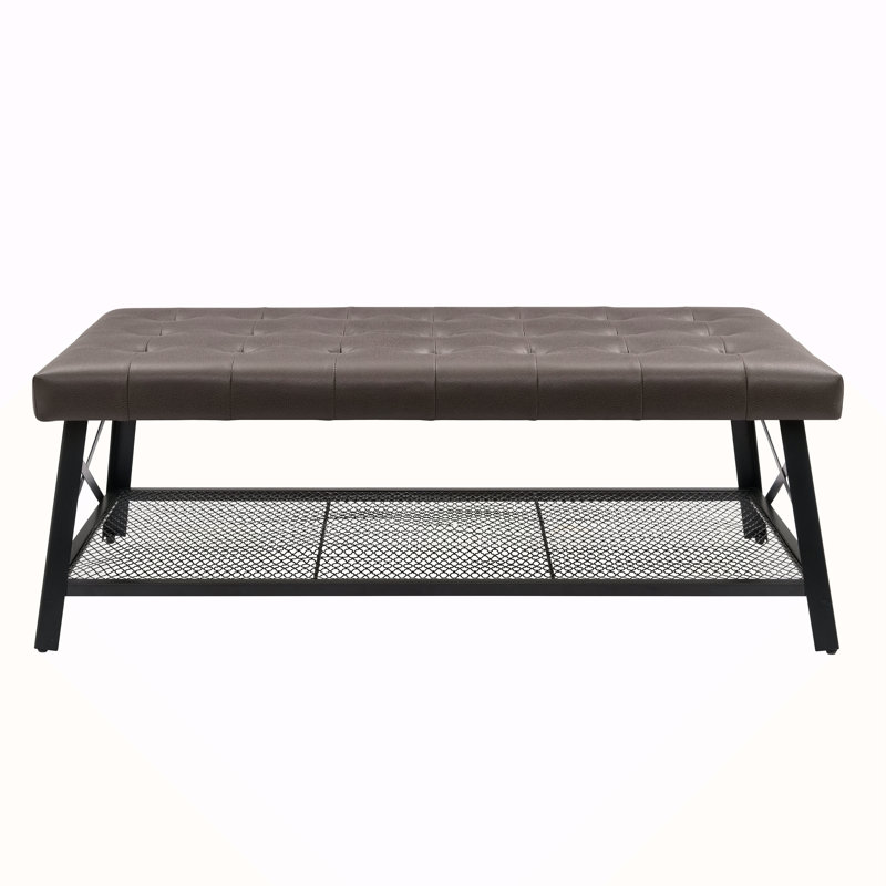 Tufted Faux Leather Like Upholstered Coffee Table