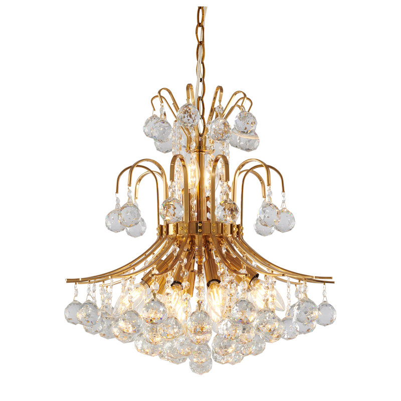 Lustre en cristal 10 lumières Traditional, Teinture laiton