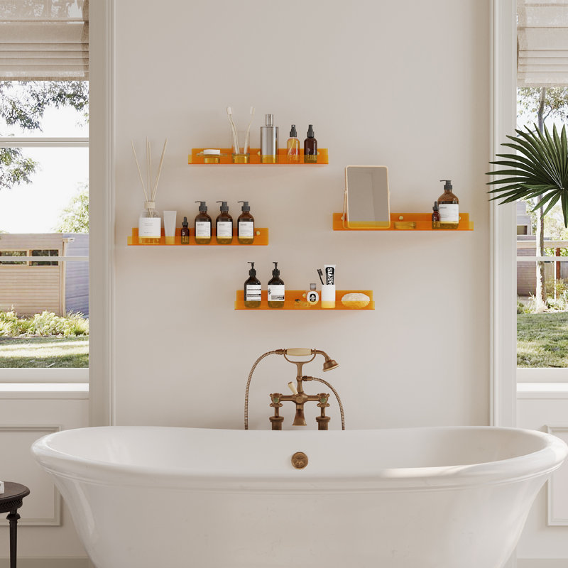 Jaquita Floating Shelf, Wall Mounted Display Shelves for Decoration, Orange