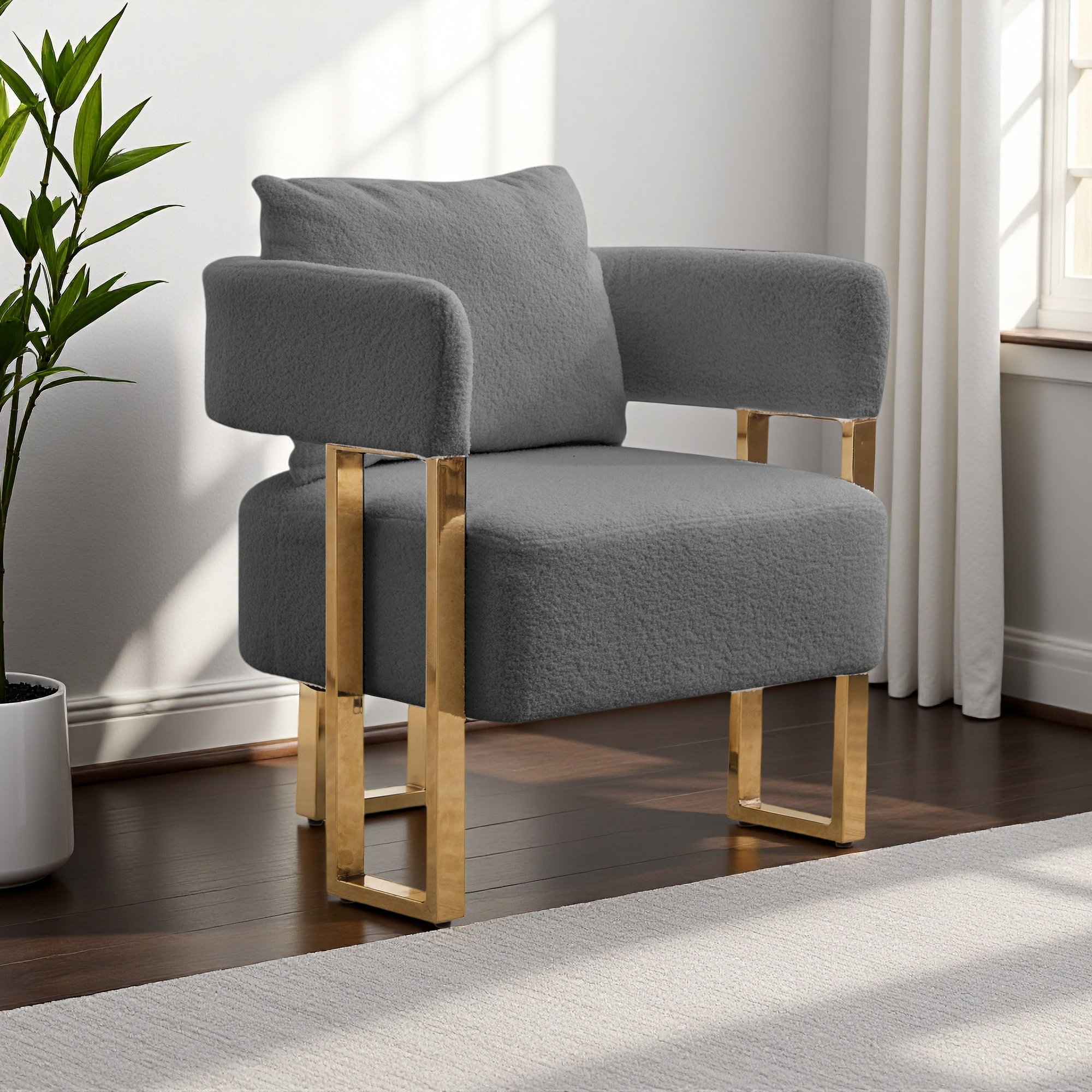 Mercer41 Modern Decorative Chair, Living Room Side Chair With Gold ...