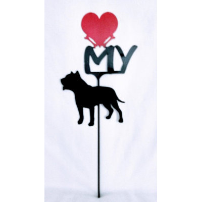 Plaque de jardin Pitbull Love My Heart
