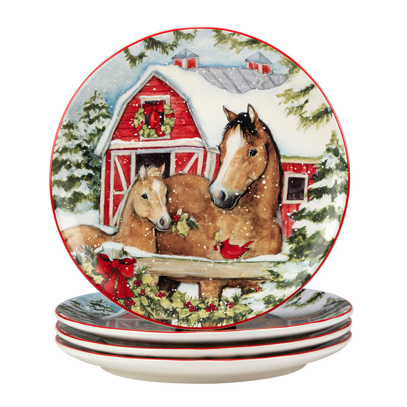 Homestead Christmas Ceramic 16-Piece Holiday Dinnerware Set