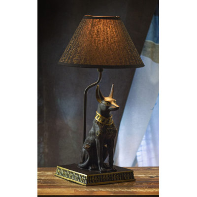 Monserratte Ancient Illumination Classical Black And Gold Egyptian God Anubis Jackal Dog Side Table Lamp Sculpture With Hieroglyphic Shade Deity Patro -  Bungalow Rose, 424349C5FF15453CA45E6609401B6F2E