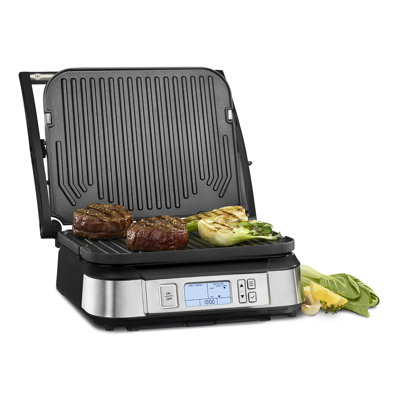 Barbecue électrique et plaque chauffante antiadhésive avec couvercle en métal Cuisinart