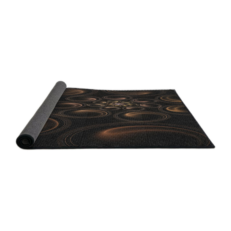 Tapis brun/noir tissé à la machine, Rond 3 pi