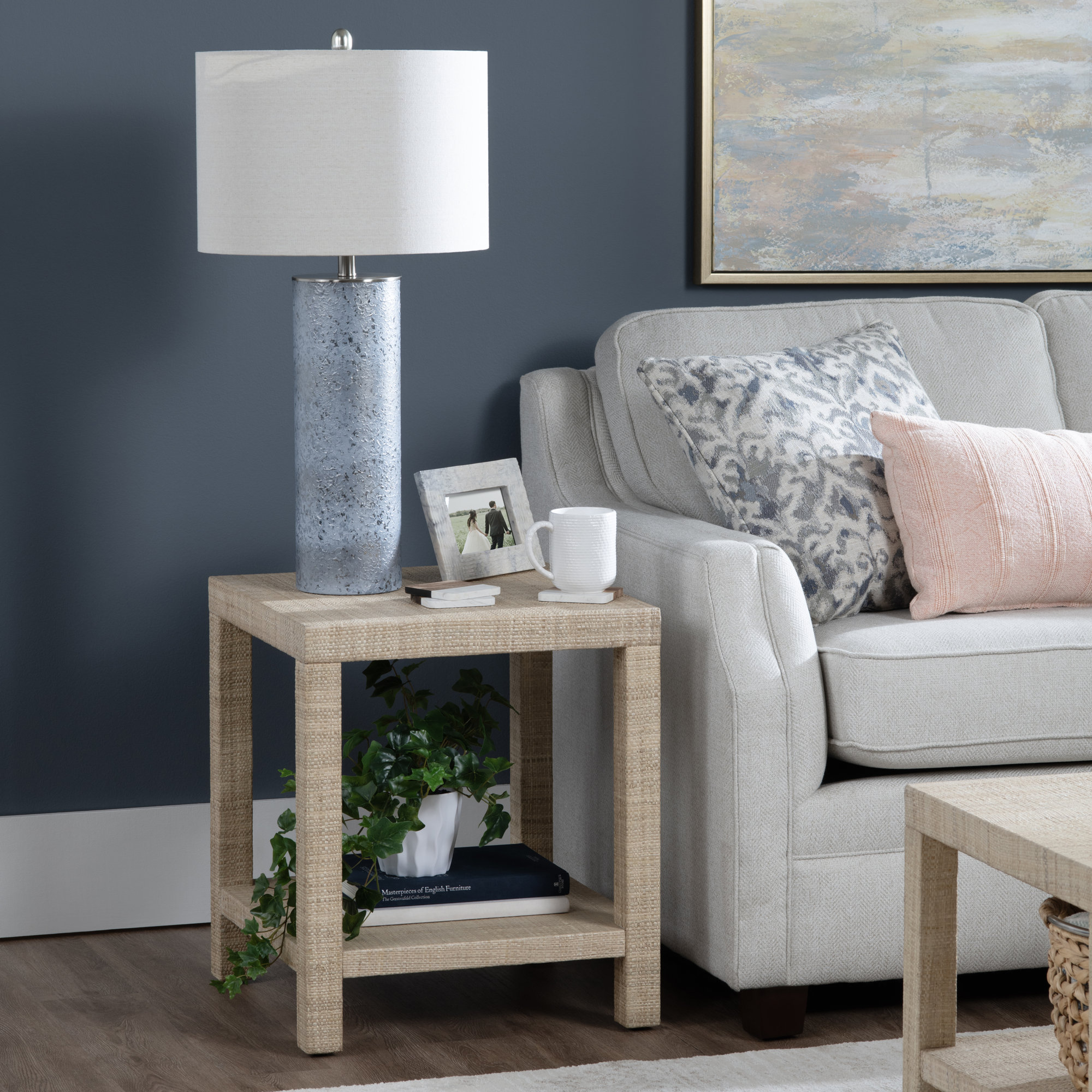 Shinda Raffia Square End Table