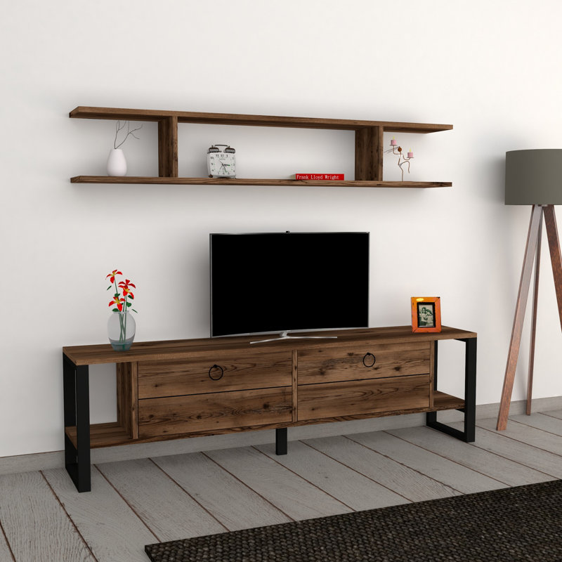 Estaban Unfinished Entertainment Centre for TVs up to 70", Brown/Black