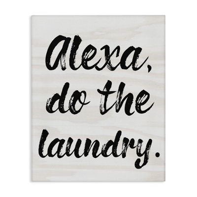 «Alexa Do The Laundry», art mural sur toile surdimensionné noir et blanc par Daphne Polselli