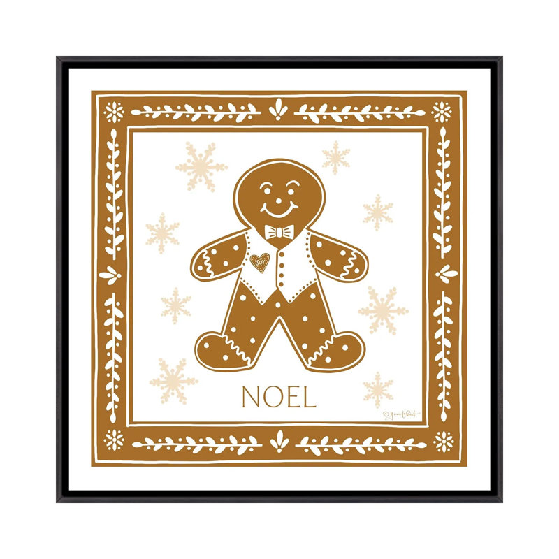 «Gingerbread Man», reproduction d'art sur toile encadrée, Noir patiné, Impression dans un cadre flottant sans passe-parto