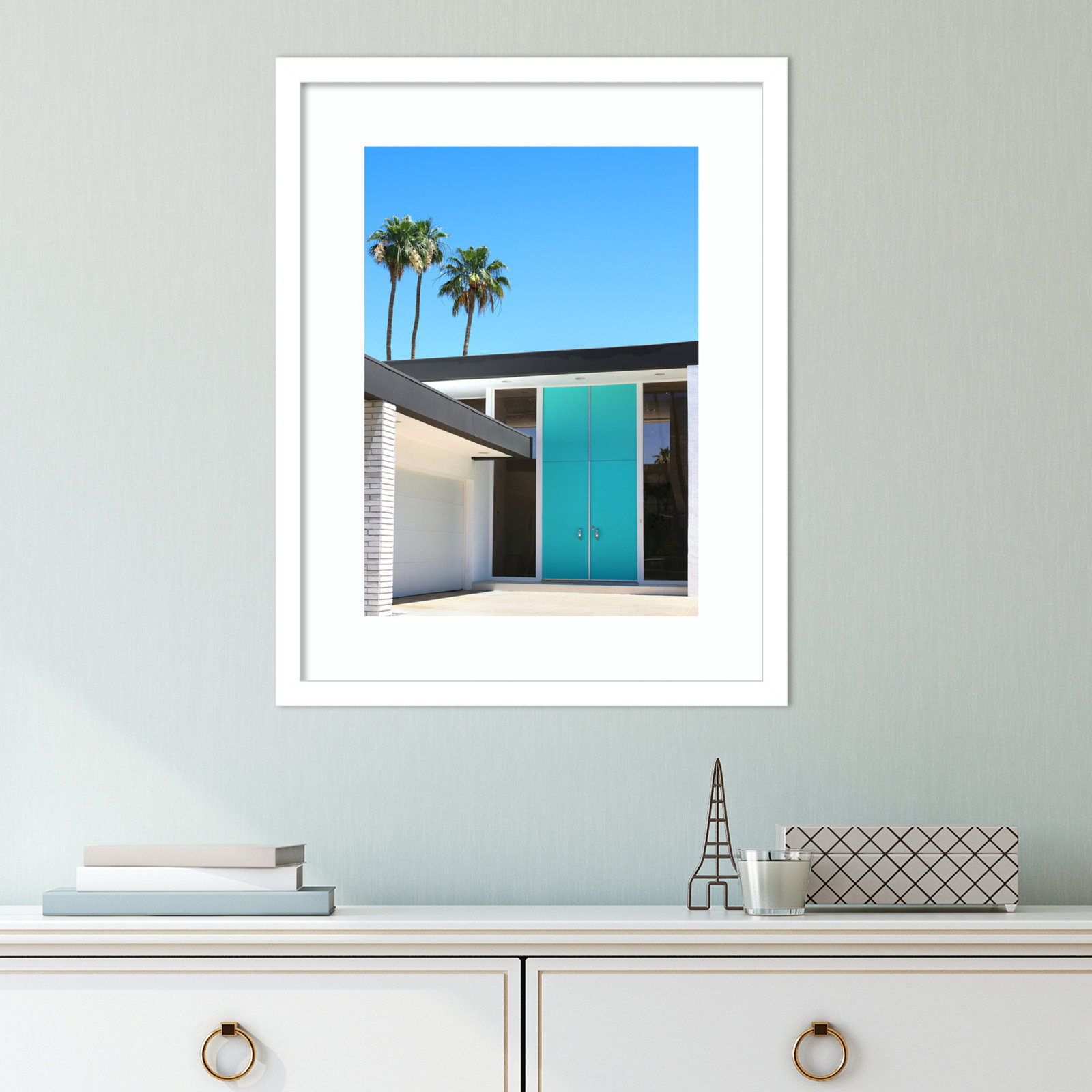 Palm Springs King by Rachel Dowd, Noir Black Framed, 19.38" H x 15.38" W x 0.875" D