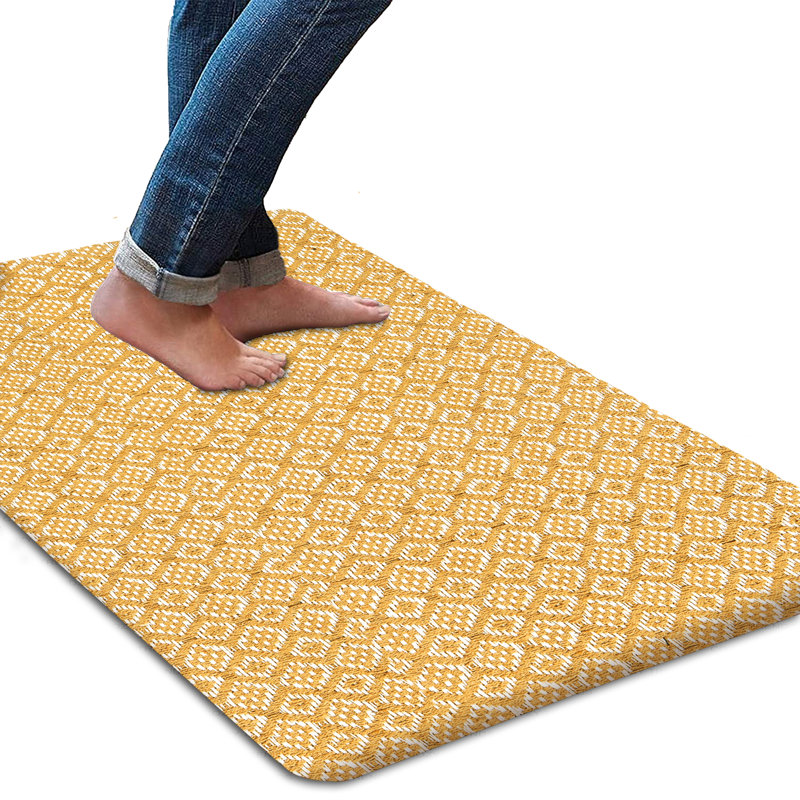 Tapis antidérapant en coton tissé à la main antidérapant pour cuisine / salle de bain / paillasson, Jaune / or