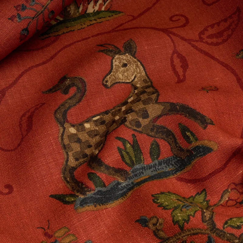 La Menagerie Fabric, Flame Red