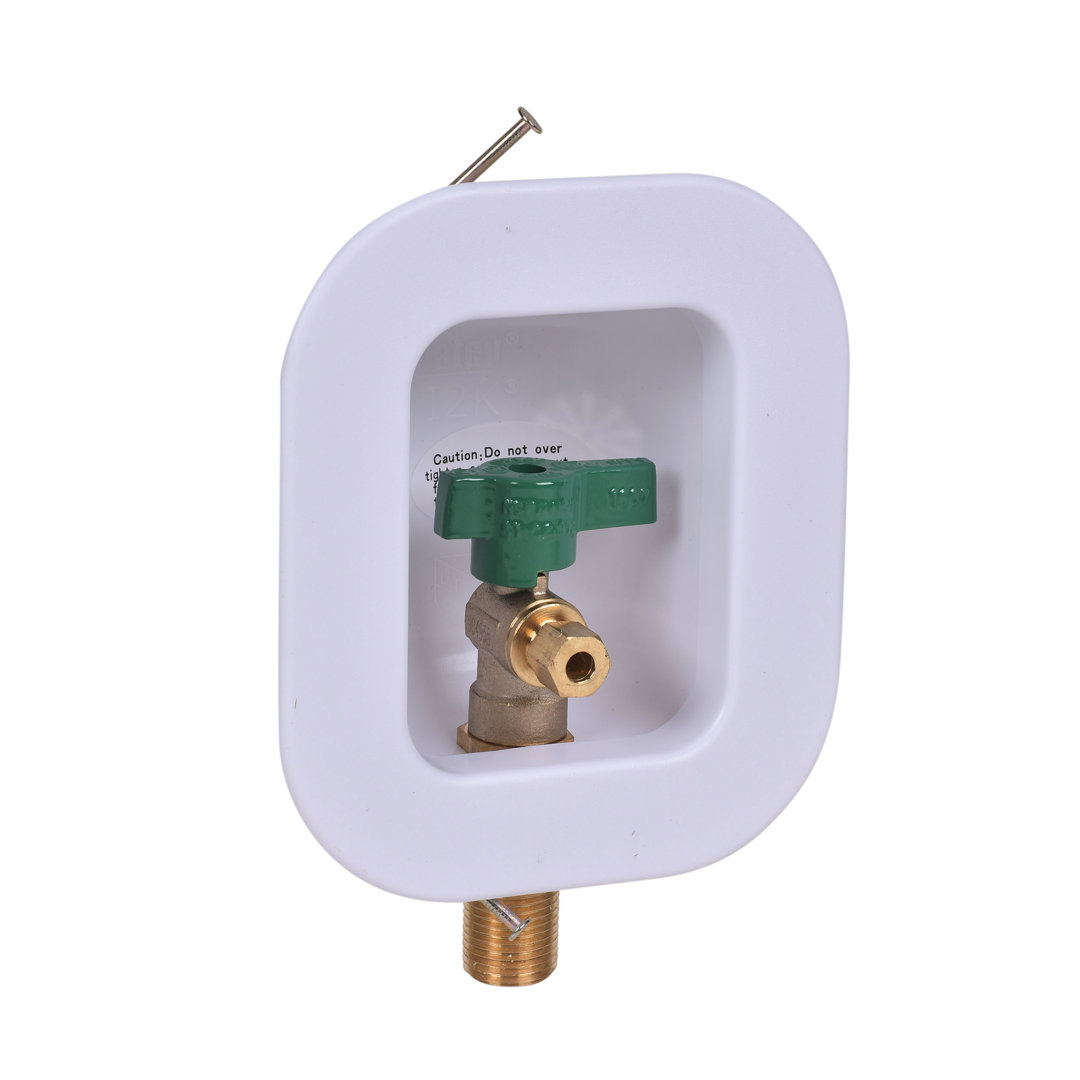 I2K 1/2 in. Brass Compatible Copper Sweat Connection Ice Maker Outlet Box with 1/4 Turn Oatey