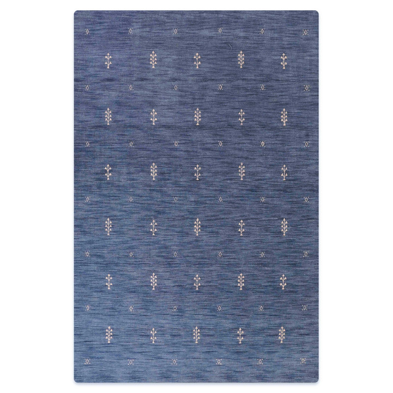 Hand Knotted Loom Wool Eco-Friendly Area Rugs - Rectangle | Blue Color | Contemporary, High Pile Thick Handmade Anti Skid Area Rugs for Living Room, Bed Room
