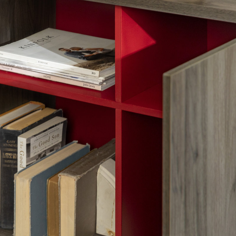 Regalado Sideboard, Slate Grey/Red