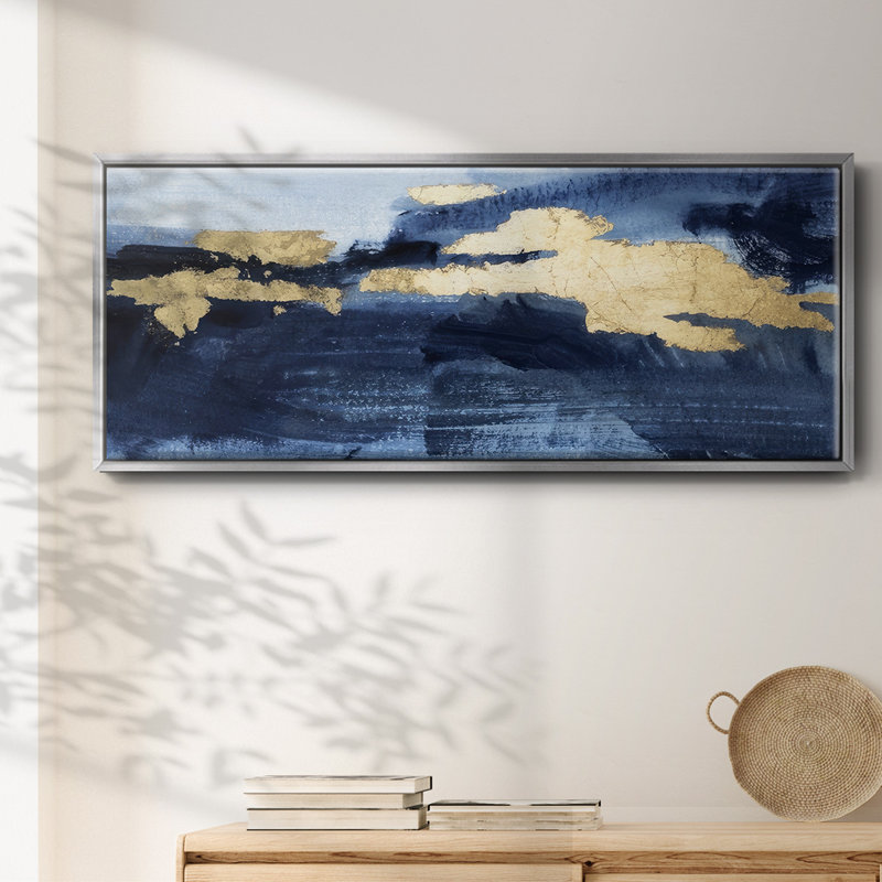 Gilded Indigo Sea II - toile encadrée, H 20 po x l 50 po