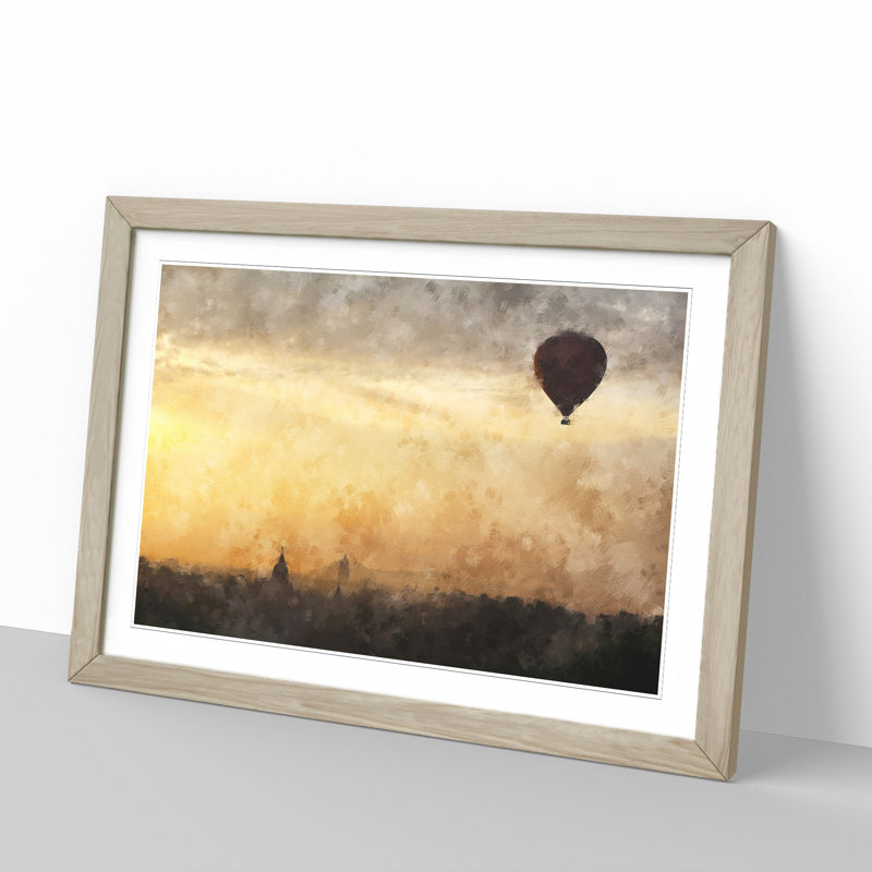 Hot Air Balloon Vol.2 - Picture Frame Painting, Oak Framed, 36cm H x 48cm W x 2cm D