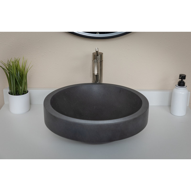 Eden Bath 17'' Black Stone Circular Bathroom Sink