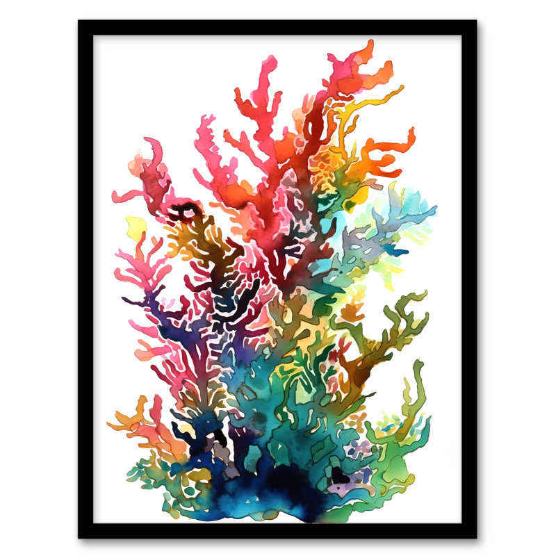 Seaweed And Corals Vibrant Artwork Rainbow Aquatic Plant - Single Picture Frame Print