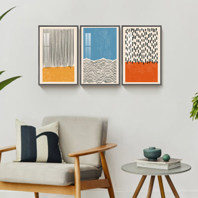 «Geometric Art», reproduction d'art encadrée sur toile 3 pièces