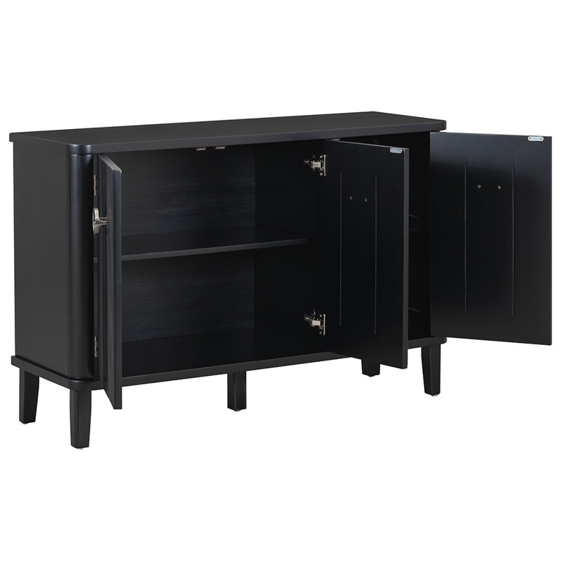 Armoire de rangement rustique en bois d'acacia avec trois portes solides, Noir