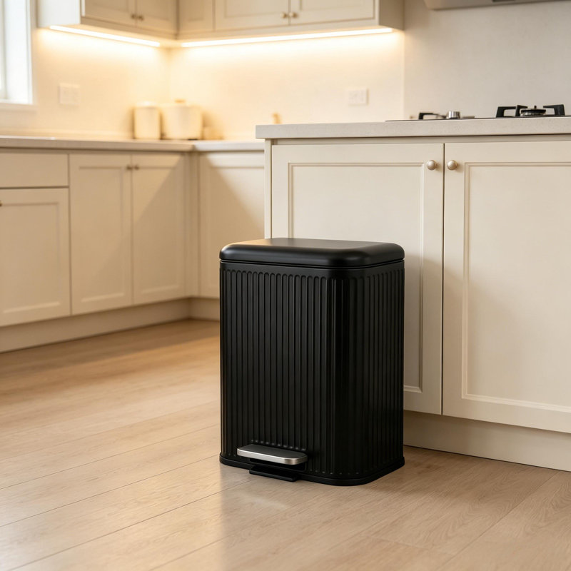 Poubelle de cuisine en acier inoxydable 5,2 gallons avec seau intérieur amovible pour l'intérieur et l'extérieur, Noir
