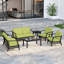Ensemble de patio extérieur en teck pour six personnes avec coussins et deux tables Polett-442683575-442683577