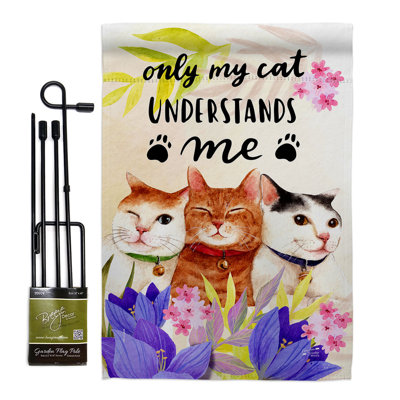 Ensemble de drapeaux en polyester 18 x 13 pi My Cat Comprendre jardin