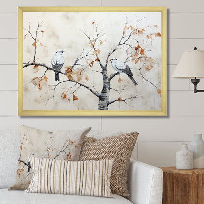 Arbre de bouleau avec oiseaux - Minimalisme
