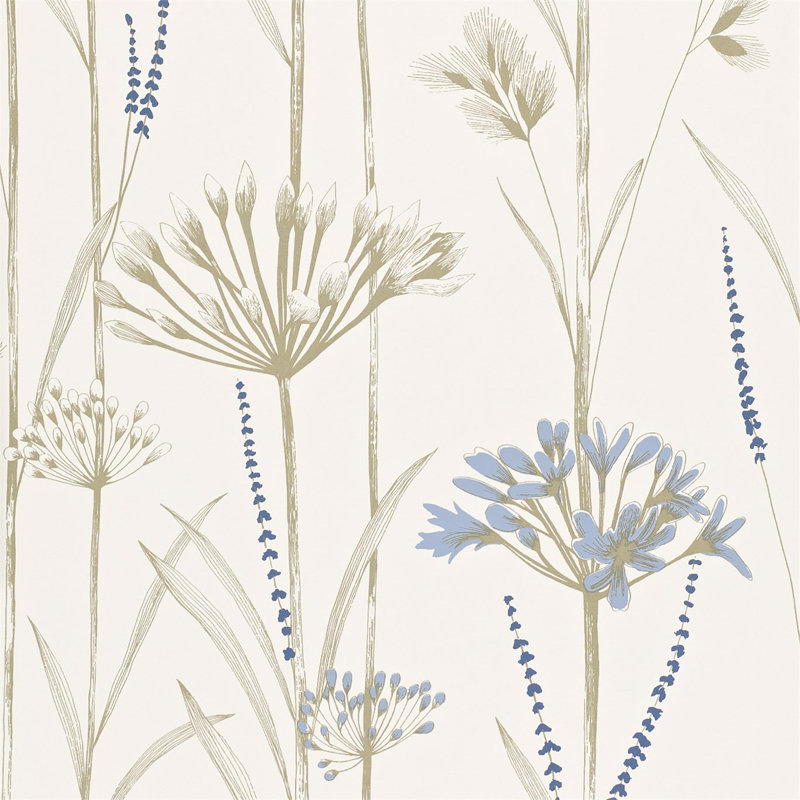 1005m x 52cm Wallpaper Roll, Chalk Wedgewood And Gold