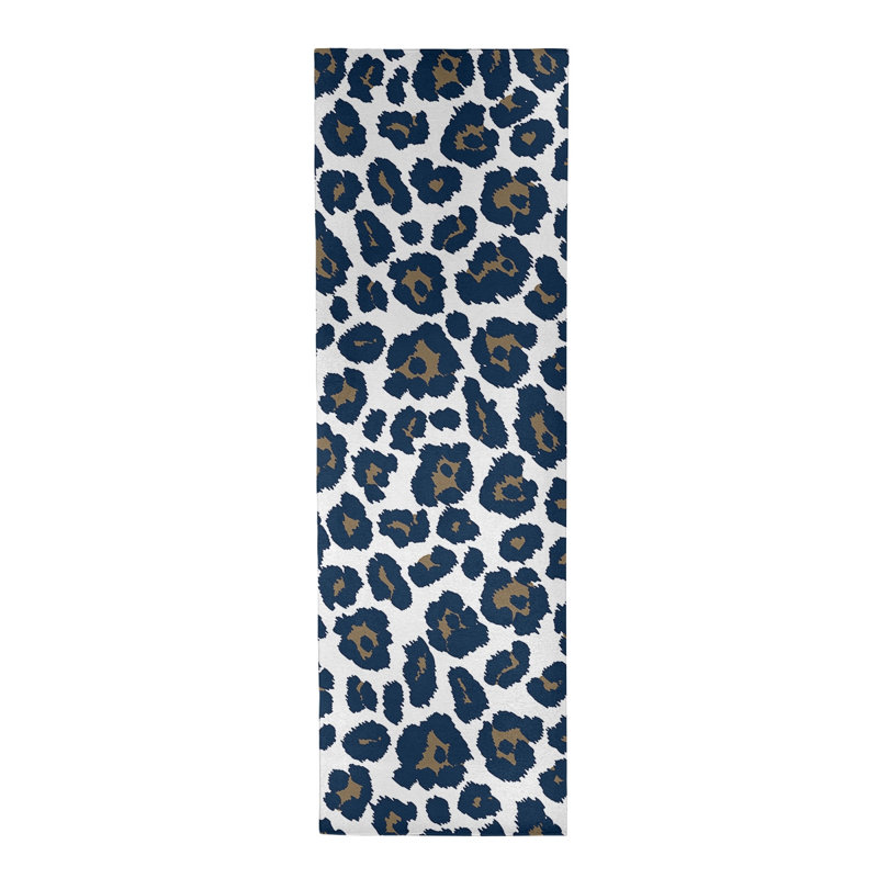 Imprimé animal blanc/bleu/Tapis décoratif grise, Tapis de couloir 2 pi 6 po x 8 pi