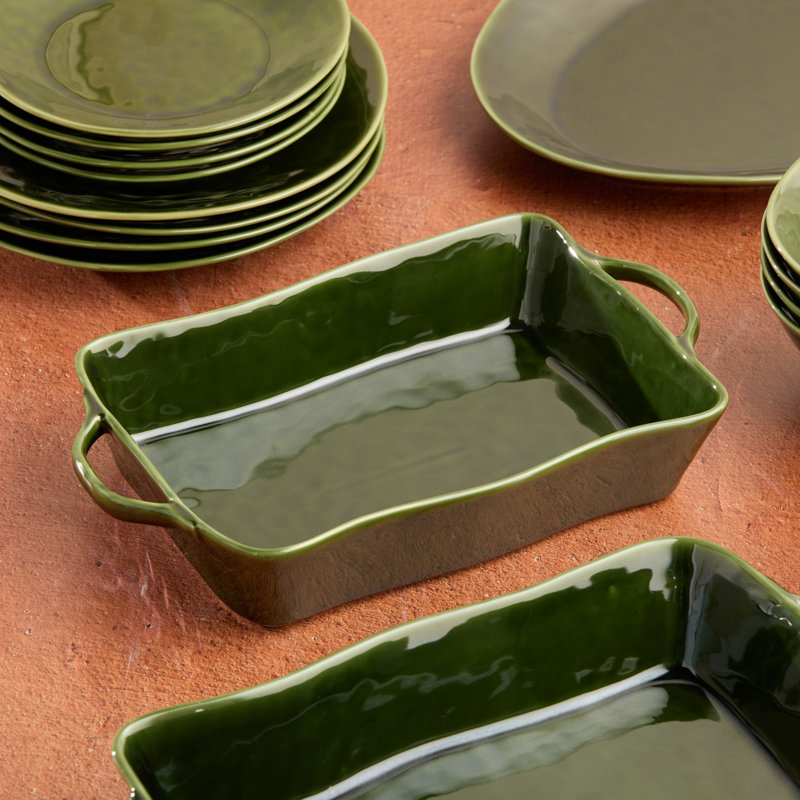 Verde Large Rectangular Stoneware Baker – 150oz Deep Dish for Casseroles, Lasagna & Roasting – Oven, Microwave & Dishwasher Safe – Elegant Oven-to-Table Bakeware