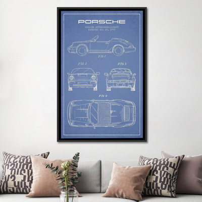 Reproduction d'art graphique sur toile en bleu pâle «porche sorche»