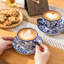 Ensemble de 4 tasses à café et soucoupes en céramique à motif floral, 4 tasses à thé 8 oz avec décalcomanie botanique, ensemble complet de 4