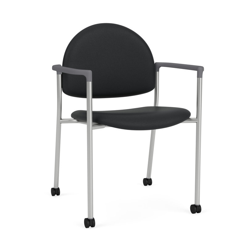 Chaise d'invité à chat avec roulettes, Argent, Modena Graphite