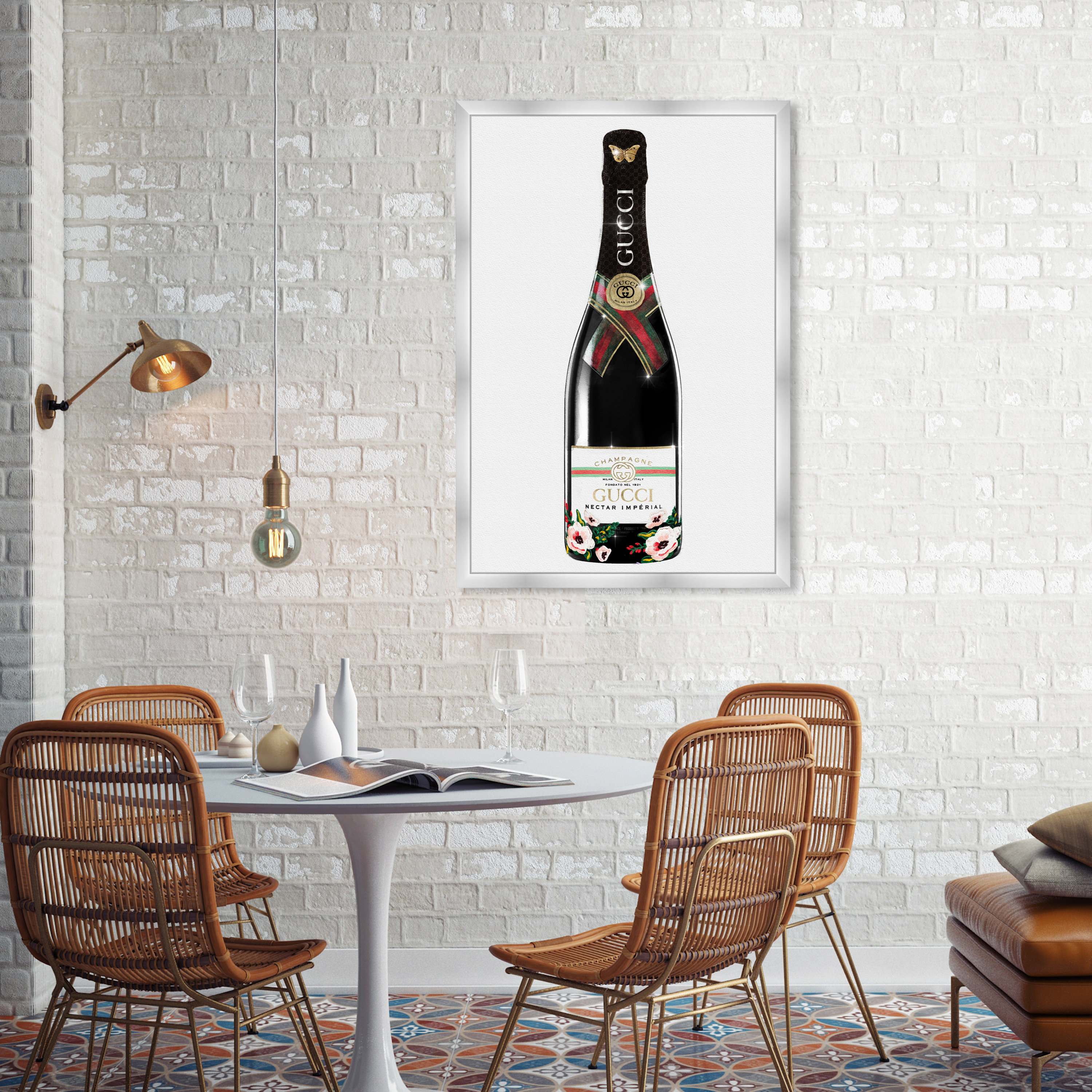 Oliver Gal Italian Mod Champagne, Glam Italian Bubbles Italian Mod  Champagne, Glam Italian Bubbles Modern Black Framed On Paper by Oliver Gal  Graphic Art