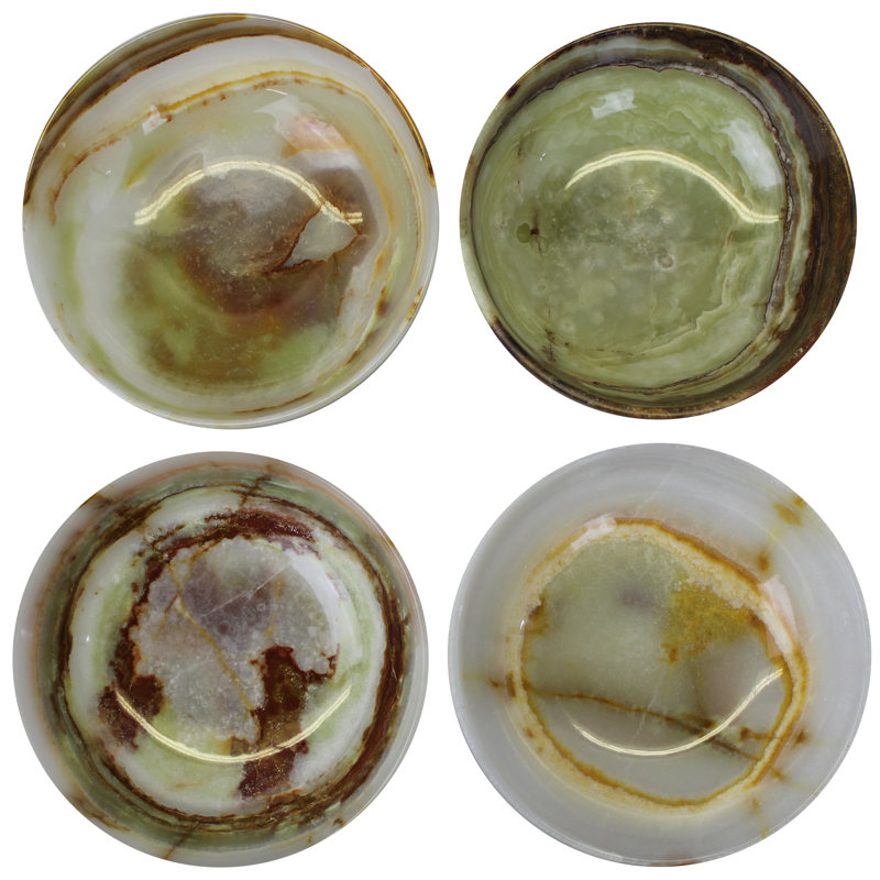 Bol décoratif 4 pièces fabriqué main onyx Talamantez