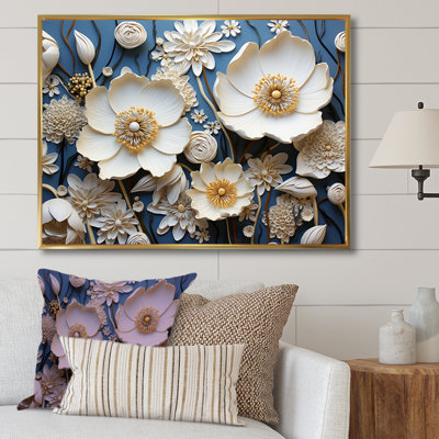 «Minimalisme Buttercups On Blue I», reproduction sur toile