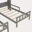 Lit plateforme simple double avec tête de lit en forme de maison et table de chevet intégrée-946352277