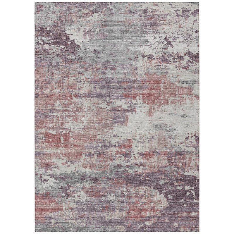 Washable Abstract Indoor / Outdoor Rug, Rectangle 3' x 5'