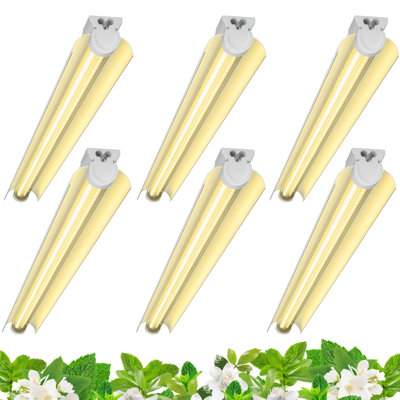 Barrina 3ft T8 Grow Light, 180w(6 X 30w), 1000w Equivalent, Full Spectrum, Plant Light, Growing Lamp Fixture, Led Grow Light Strips, For Indoor Plant, Greenhouse, Linkable Design, Yellow, 6-pack