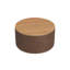 Repose-pieds avec rangement Mesy, plateau rond relevable de 30 pouces, similicuir brun