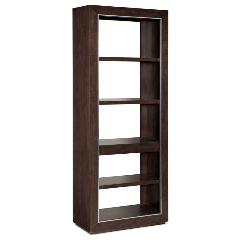 Dark Brown Adjustable Wood Etagere Bookcase