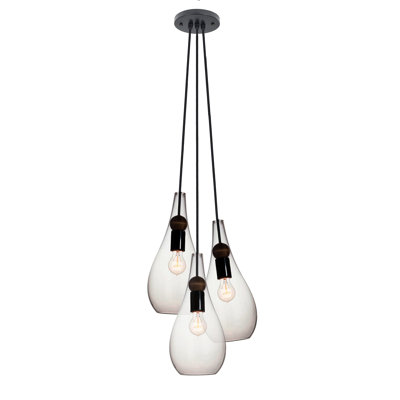 Lustre globe en forme de goutte de lumière avec détails en verre soufflé à la main