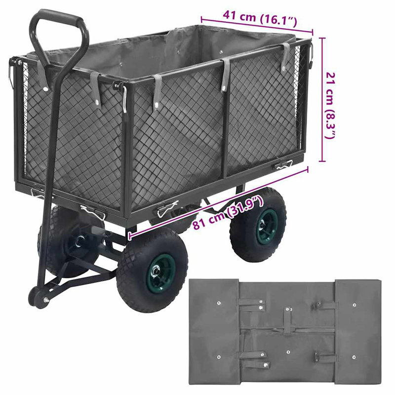 Doublure de chariot de jardin VidaXL, H 16,1 po x l 33,8 po x P 18,1 po, Vert